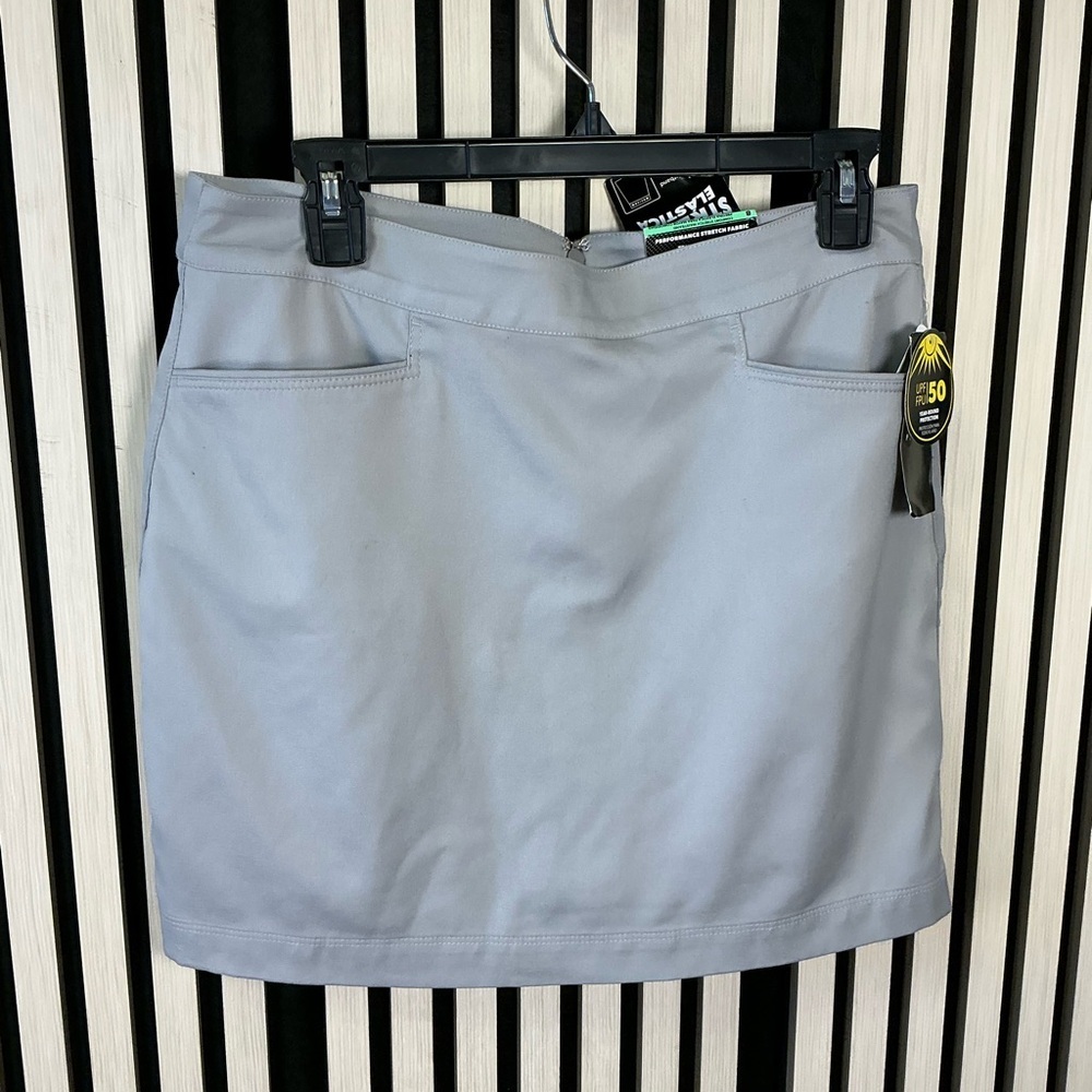 New PGA Tour Women's Gray Mini Skirt with shorts, Sz 8